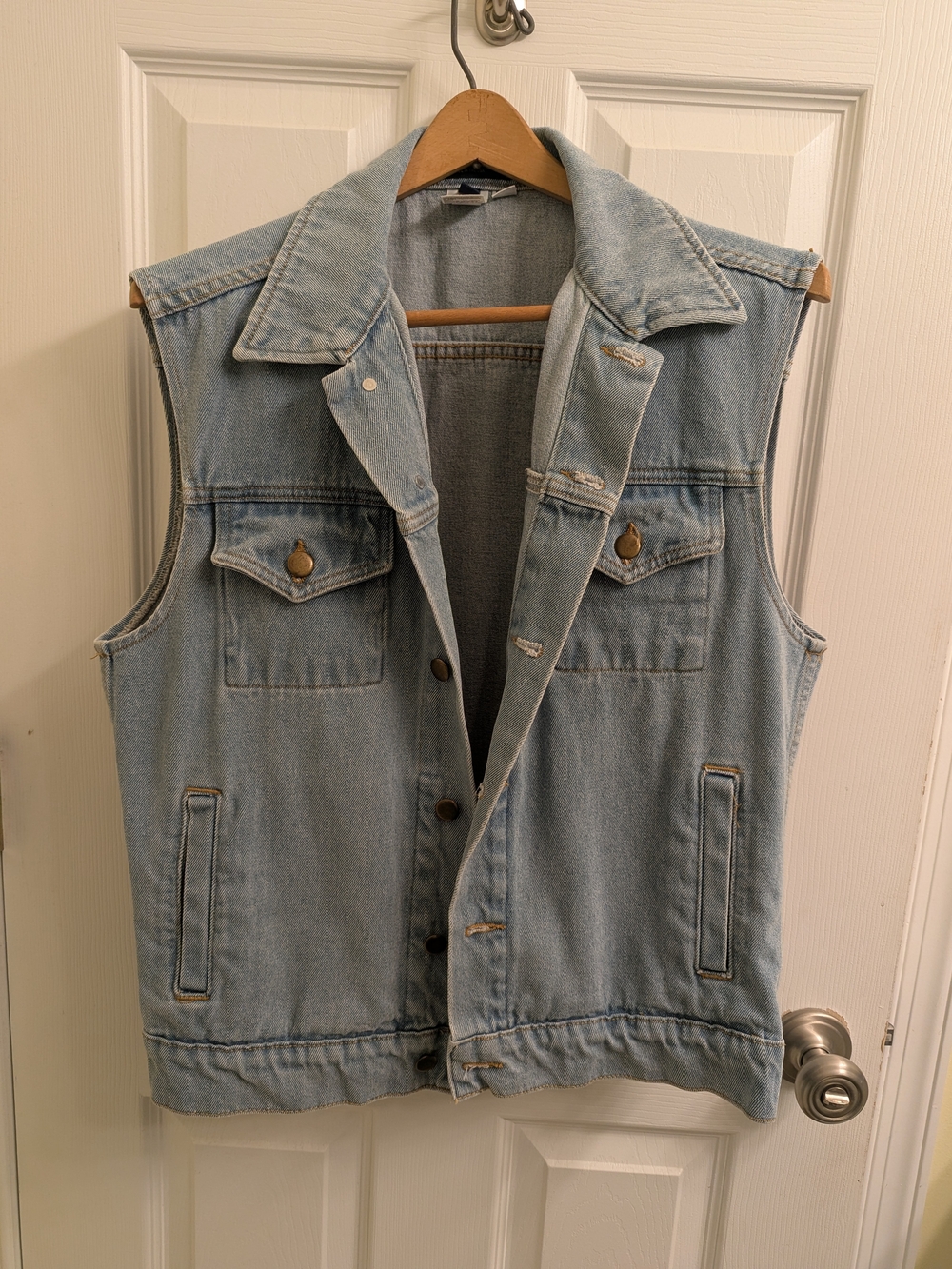 American Apparel Light Blue Denim Vest - Button-Front Sleeveless Jacket